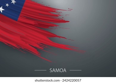 3d grunge brush stroke flag of Samoa, Template poster design