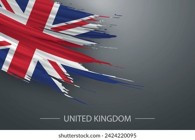 Bandera de trazo de pincel grunge del Reino Unido, diseño de afiches de plantilla