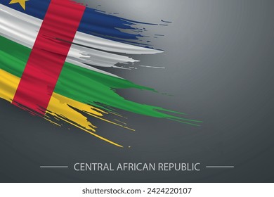 3d grunge brush stroke flag of Central African Republic, Template poster design