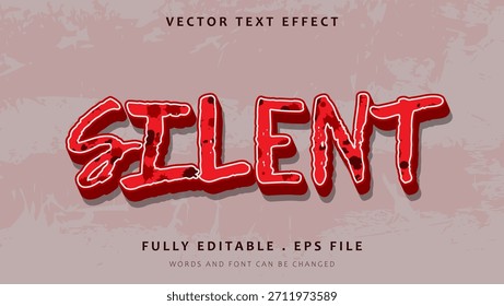 Plantilla de diseño de efecto de texto editable silencioso Grunge 3d. Efecto guardado en estilo gráfico
