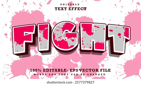 3d Grunge Texture Word Fight Editable Text Effect Design Template, Effect Saved In Graphic Style