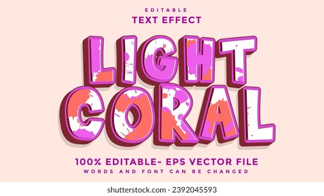 3d Grunge Texture Word Light Coral Editable Text Effect Design, Effect Saved In Graphic Style