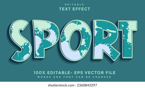 3d Grunge Texture Word Sport Editable Text Effect Design, Effect Saved In Graphic Style