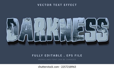 3d Grunge Word Darkness Editable Text Effect Design Template. Effect Saved In Graphic Style