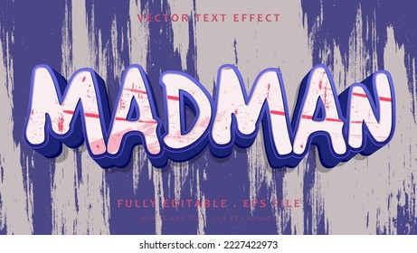 3d Grunge Word Madman Editable Text Effect Design Template. Effect Saved In Graphic Style