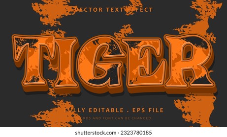 3d Grunge Word Tiger Editable Text Effect Design Template. Effect Saved In Graphic Style