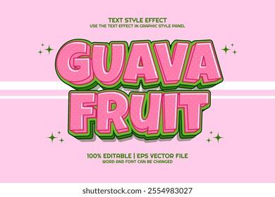 3d Guava Fruit Cartoon Editable Text Effect