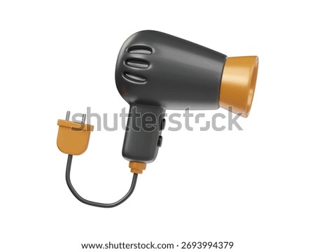 3d hair dryer icon render illustration