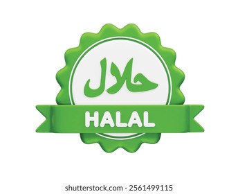 3D Halal Certification Symbol icon illustration