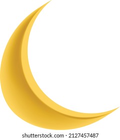 3d half moon icon ramadan islamic symbol cute