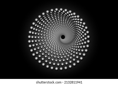 3D halftone dots circle, round logo template, vector dotted frame . design element isolated on black background 