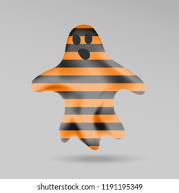 3d halloween scary ghost with black and orange stripes. 