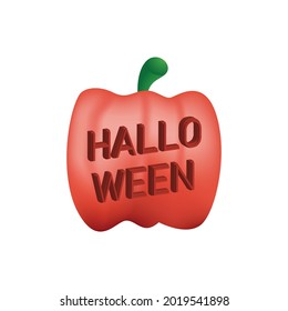 3d halloween text on pumpkin design isolated