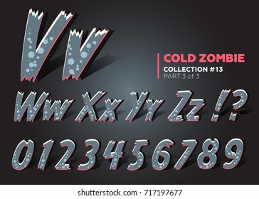 3D Halloween Vector Monster Font. Spooky Cartoon Letters. Funny ABC in Horror Style. Typeset for Halloween Holiday, Card, Banner, Placard. Type Colored Like Toxic Monster.