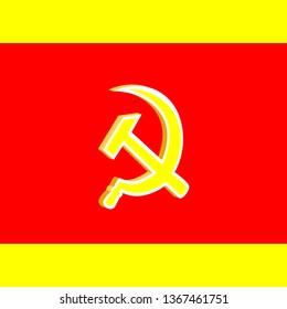 3d Hammer and sickle on the red background. Symbol of communism. Vector illustration.