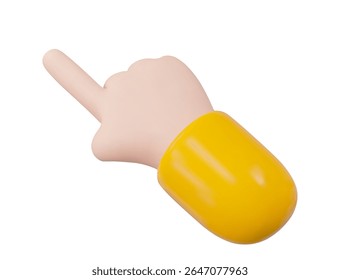 3d hand with click finger. Index finger points to the left. Stock vector illustration on isolated background. 