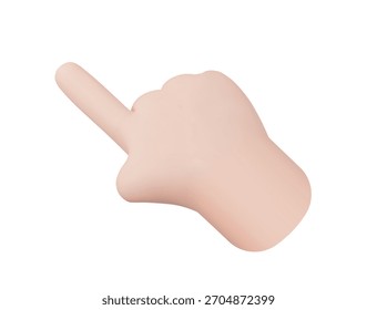 3d mão com clique dedo. O dedo indicador aponta para a esquerda. Ilustração de vetor de estoque em plano de fundo isolado. 