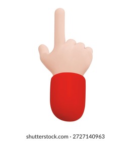 Mano 3d con el dedo Hacer clic. El dedo índice apunta hacia arriba. Ilustración vectorial de stock sobre fondo aislado.	