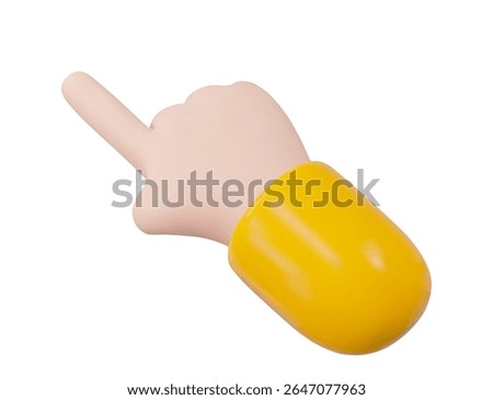 3d hand with click finger. Index finger points to the left. Stock vector illustration on isolated background. 