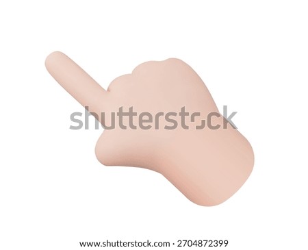 3d hand with click finger. Index finger points to the left. Stock vector illustration on isolated background. 