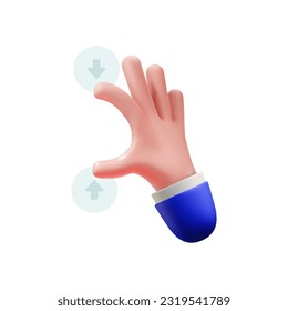 3d hand gesture zoom on touchscreen. Isolated on white background. Vector cartoon illustration.