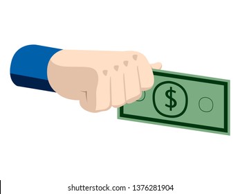 3d hand holding a bill. Vector illustration design