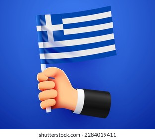 3d mano con la bandera nacional de Grecia. Ilustración del vector