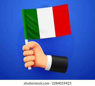 3d hand holding Italy National flag. Vector illustration