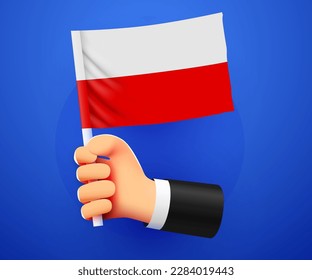 3d hand holding Poland National flag. Vector illustration