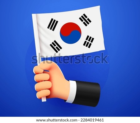 3d hand holding Republic of Korea National flag. Vector illustration
