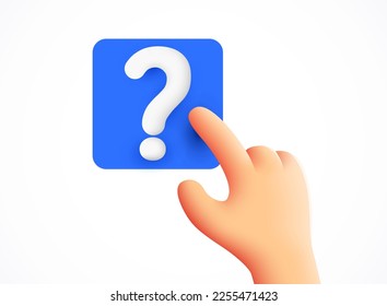 3d Hand pressing the question button. Vector illustration