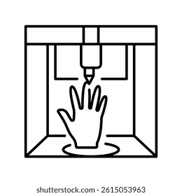 3D hand print black line icon for digital and print projects.  Minimal clean icons for apps and websites. Modern simple icons for UI UX and branding