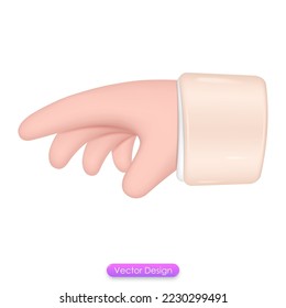 3d hand reachesout icon isolated on white background. Realistic 3d hand gestures cartoon style design for mobile app or web page template.