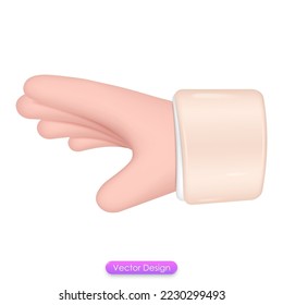 3d hand reachesout icon isolated on white background. Realistic 3d hand gestures cartoon style design for mobile app or web page template.