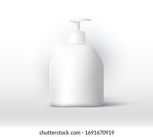 3d hand sanitizer for coronavirus protection. 3d realistic hand sanitizer tube with pump, white high detailed cosmetic container isolated on white