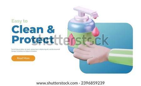 3d Hand sanitizer. Washing hand with sanitizer liquid soap. Clean and Disinfect icon. Sanitary and hygiene medical. healthcare social media and website template concept. vector illustration render