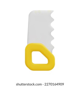 3d hand saw icon vector. Isolated on white background. 3d construction, equipment and instrument concept. Cartoon minimal style. 3d icon vector render illustration.