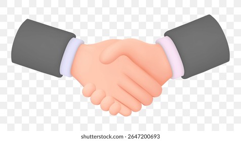 3d hand shake icon Cartoon character handshake . Business concept of partnership  Vector