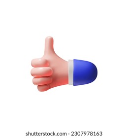 3D-Hand-Daumen einzeln auf weißem Hintergrund. Handgeste für Webdesign. Vektorgrafik.
