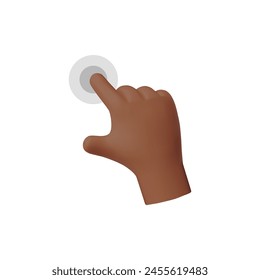 3D hand vector icon illustration executing a pressing gesture, ideal for use in digital interface design.