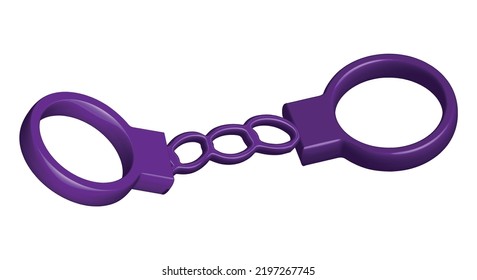 3D Handcuffs isolated on white background. Handcuffs security icon. Can be used for many purposes. Trendy and modern vector in 3d style.