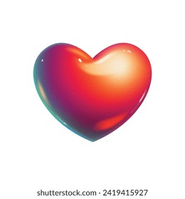 3D hand-drawn dynamic multicolor heart shape vector