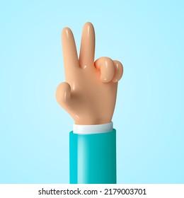 Icono de 3d manos. Gesto de mano estilo caricatura. Ilustración vectorial realista.
