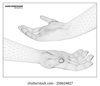 3d hands sketch isolate on white background. 
