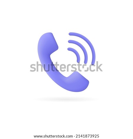 3d handset icon in a minimalist style. phone call vector illustration isolated on white background.