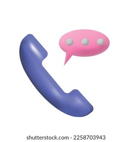 3D handset telephone and message bubbles vector icon. Eps 10