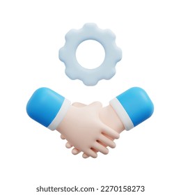 3d handshake of business partner icon vector. Isolated on white background. 3d team, teamwork and business concept. Cartoon minimal style. 3d teamwork icon vector render illustration.