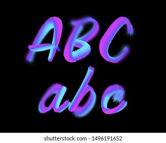 3D handwriting designer font set in vector format