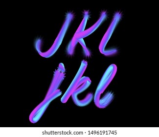 3D handwriting designer font set in vector format