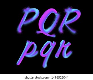 3D handwriting designer font set in vector format